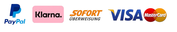 Zahlungsmöglichkeiten: PayPal, Klarna, Sofort, Visa, MasterCard